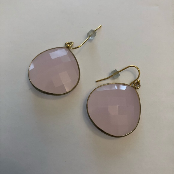 Anthropologie Set Layered Necklace 3 Tier w/Pink Earrings Faceted Stone Suite - Picture 5 of 5